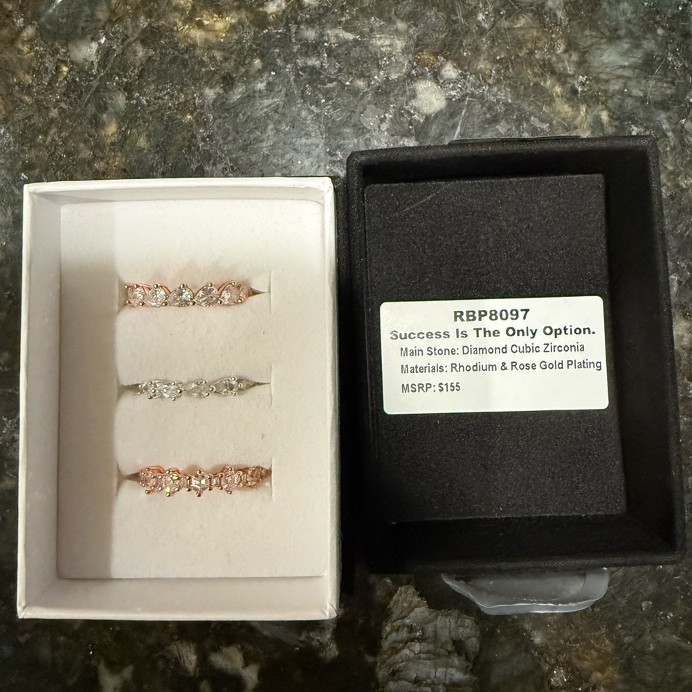 Bomb Party Luxe bands- Rose Gold and Silver Cubic Zirconia Rings
